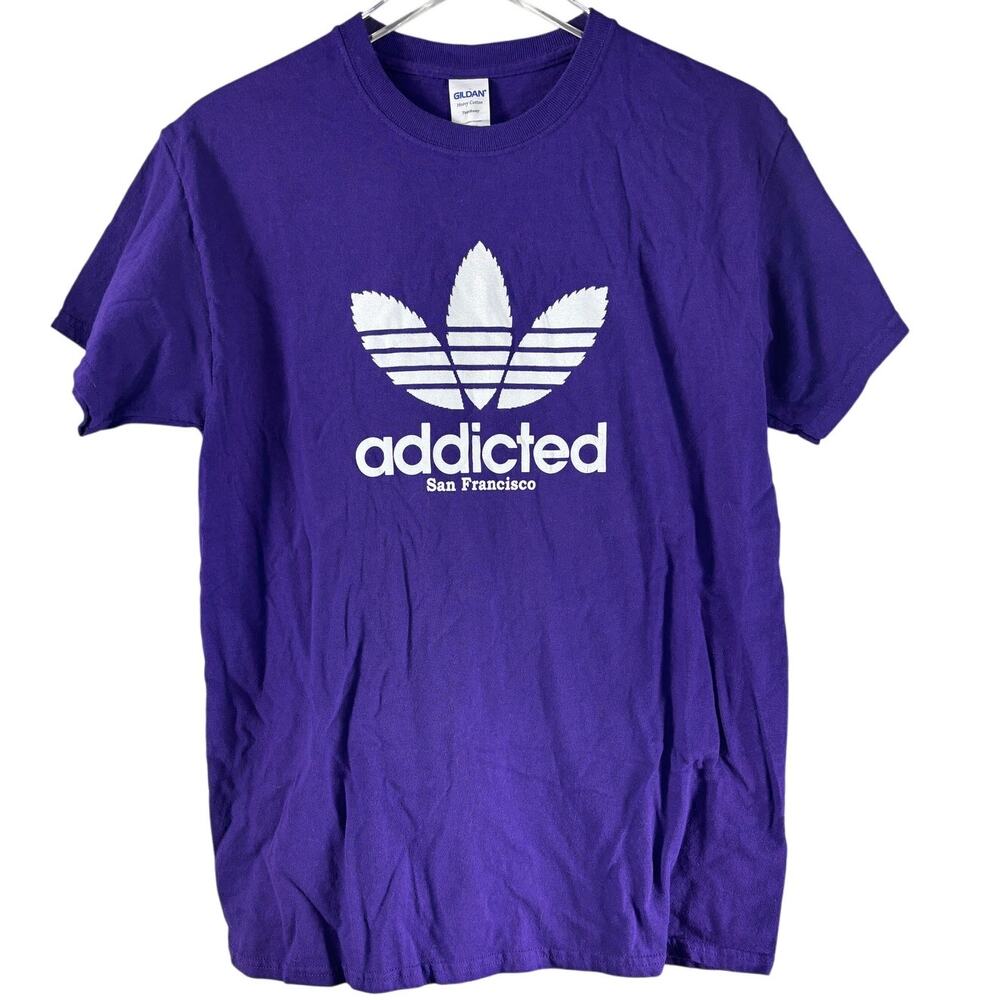 Addicted San Francisco Mens 420‎ Stoner Marijuana Weed Leaf Purple T-Shirt Sz M